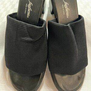 Size 7.5 Medium Black Fandares - Ann Open Toe Sandals w/Fabric strap